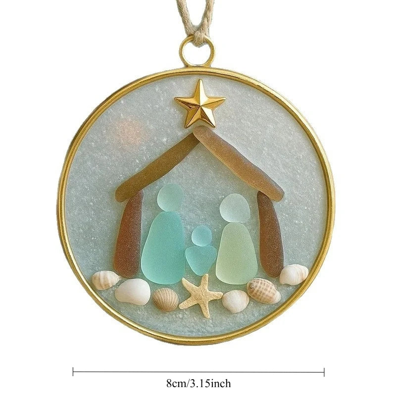 New Christmas Pendant Shell Sea Star Beach Cross Angel Jesus Christmas Tree Decorative Pendant Quake