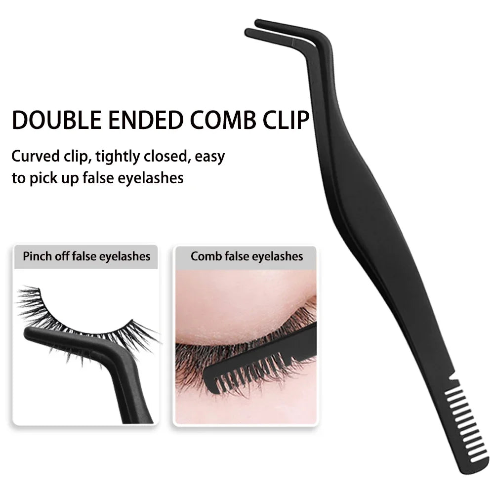 vvocci 1/6 Pcs Curved Tip Eyelash & Eyebrow Tweezers Set – Stainless Steel Precision Beauty MakeupTools forExtension Application Quake