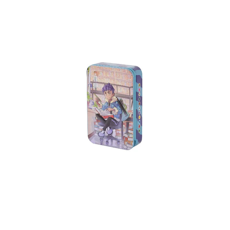 Official Pkm Trainer Series Metal Tin Box 7 Character Designs Marnie Raihan More Collectible Card Storage Box Gift for Kids Fans Quake hp