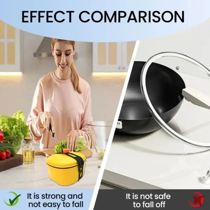 1Pc Stretchable Silicone Lid Strap Splash-Proof Leak-Proof Reusable Fixing Band Safe Material for Dishes Quake