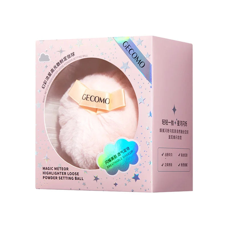Big Fluffy Glitter Powder Puff Round Body Powder Puff with Portable Makeup Puff for Face Body Glitter Highlighter Makeup Powder Quake Pink