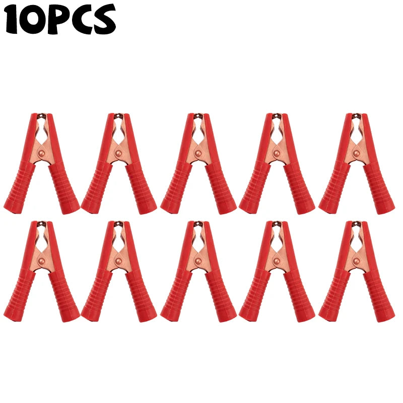 10/1PCS 100A Insulation Alligator Clips Black Red Set for Circuit Testing Multimeter Test Plug Adapter Cable Probes Connector Quake Red-10pcs