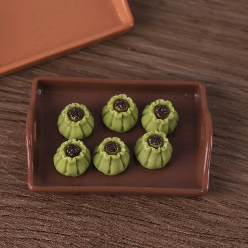 50Pcs Simulation Food Play Dumplings Steamed Bread Dessert Resin Cabochon Miniature Fake Food For Crafts DIY Dollhouse Accessory Quake No.4