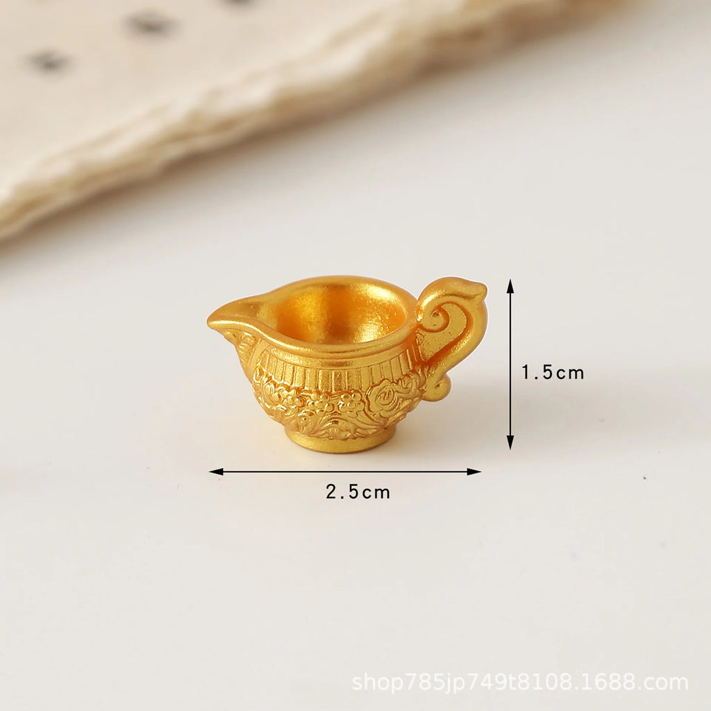 20Pcs Simulation Wine Glass Lamp Gold Resin Cabochon Miniature Figurines Fairy Garden Crafts DIY Dollhouse Desk Decor Accessory Quake No.4
