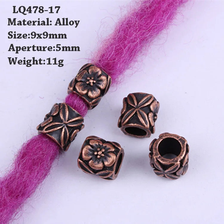 5 Pcs Hair Braids Reggae Dirty Braid Decorative Beads Styling Tools Silver Gold Dread Dreadlock Beads Rings for Hair Accessories Quake LQ478-17