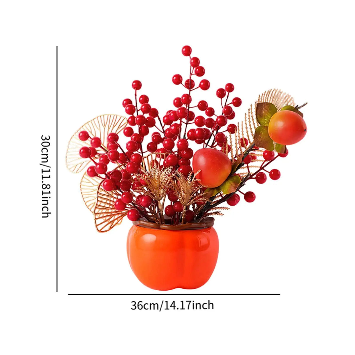 Chinese Lunar New Year Decoration Fake Flower Blessing Bucket Artificial Berry Branches for Restaurant Home Birthday Office Quake