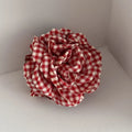 Plaid Fabric Flower Hair Claw Clips for Women Girls Korean Fashion Summer Vacation Ponytail Holder Hair Styling Accessories New Quake red