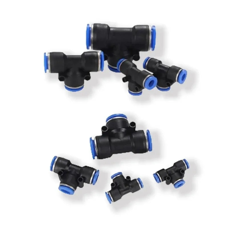 PEG Pneumatic Air Connector Quick Fitting Tee Reducer 3 Way T-shaped Plastic Pipe Hose Connector 6-4/8-6/10-8/10-6/12-8/12-10 Quake
