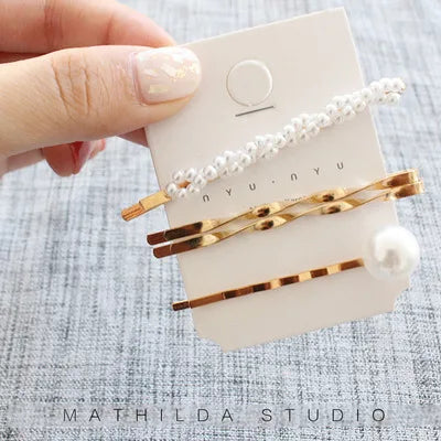 1/2/3/4Pcs/Set Women Pearl Metal Hair Clips Barrette Hairpin Hair Styling Accessories Tools Headdress New Arrival INS Hot Sale Quake NO.8