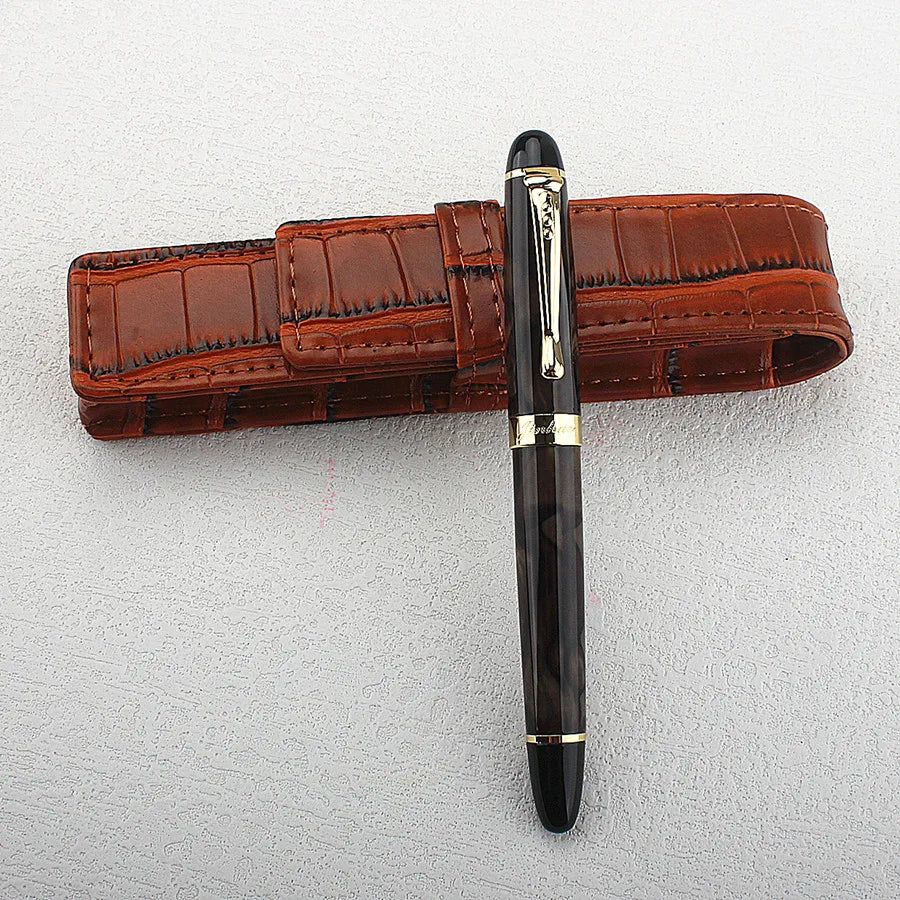 Jinhao 450 Metal Fountain Pen EF/F/M/Bent Nib Golden Trim with Converter Writing Pen PK 20 Quake 450-6 M 0.7MM