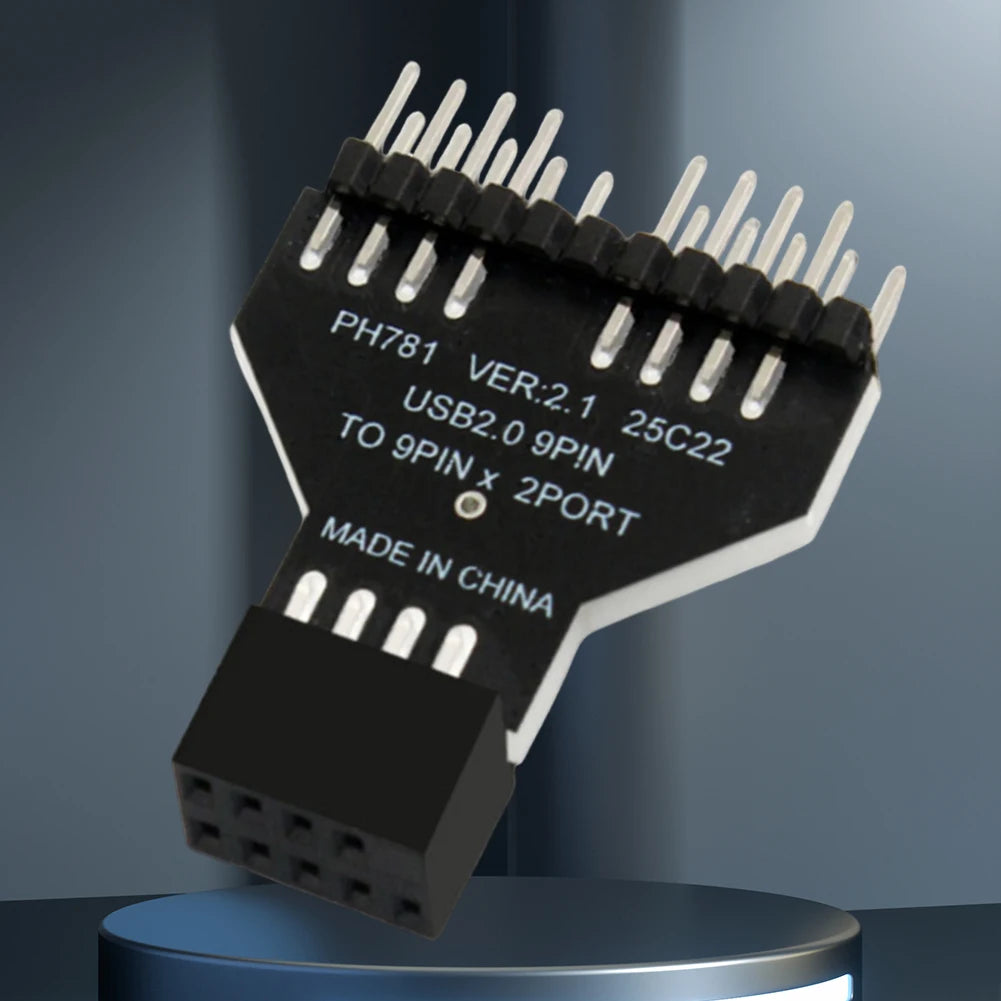 Multi-Port Header Splitter Adapter for Efficient Power and Data Distribution Suitable for Multiple Gadgets Black Quake