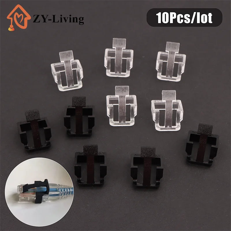 10Pcs Network Cable Crystal Head Buckle Replaceable RJ45 Plug Protective Cover Latch For RJ45 Cable Repaire Parts Quake
