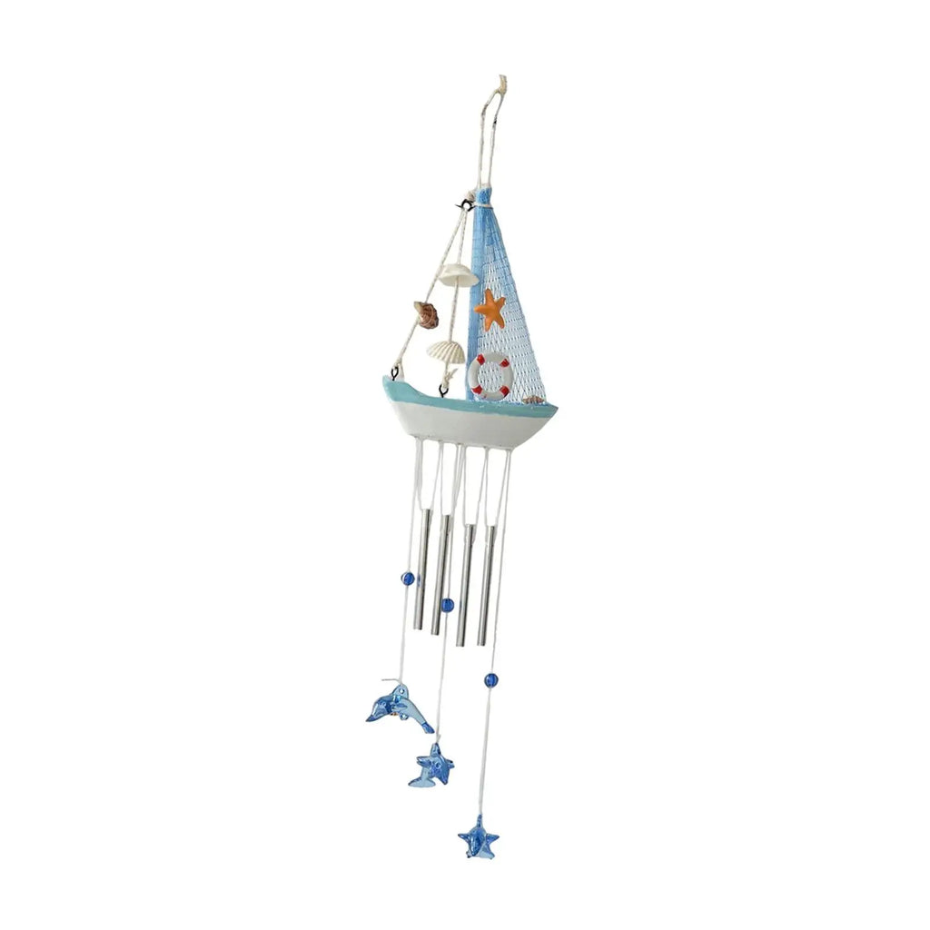 Nautical Wind Chimes Large Boat Hanging Charm Outdoor Garden Wind Pendant for Patio Porch Backyard Quake StyleD