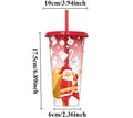 24 Oz Coffee Straw Cup Reusable Christmas Color Changing Cup with Lid Plastic Cold Bucket Party Drink Cup Quake Red 701-800ml