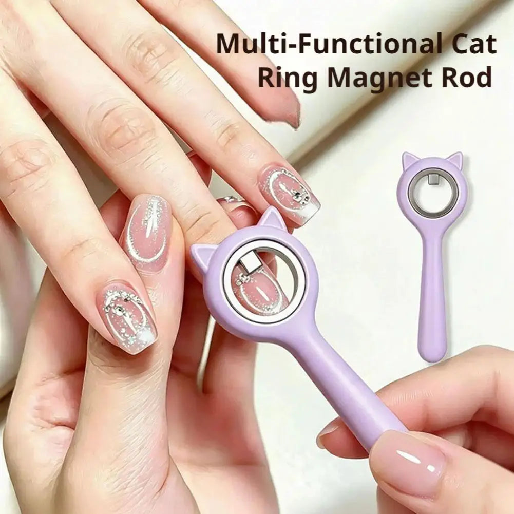 Cute Ring-shaped Cat Eye Magnet for Nails,Portable Hollow Circular Cat Eye,2-in-1 Circle Y Shape Nail Magnet Tool For Home DIY Quake
