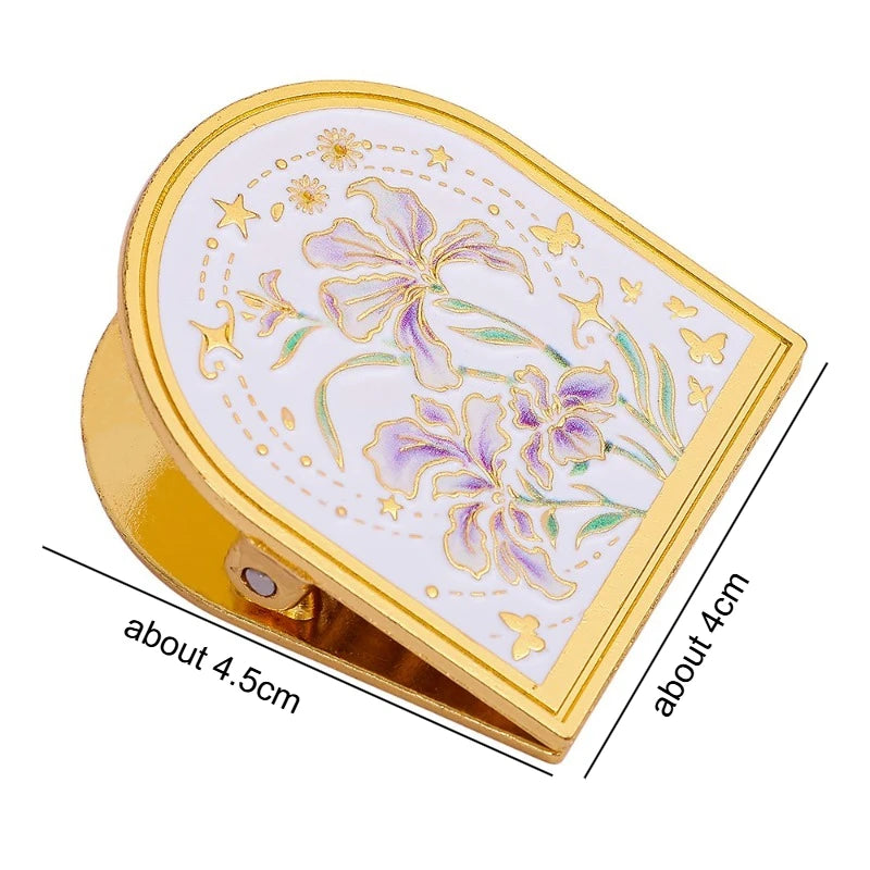 European style gold border flower bookmark holder vintage painted flower hand book decoration holder cultural and creative gift Quake
