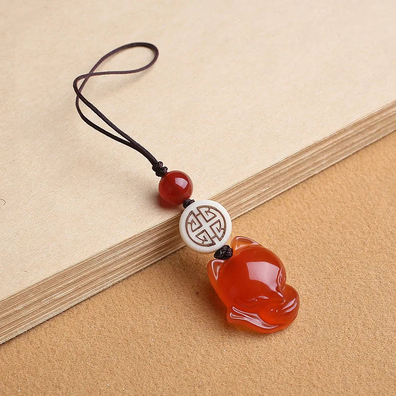1pc Creative cute and exquisite female phone chain pendant suitable for various phone decorations accessories Quake phone strap Red Fox