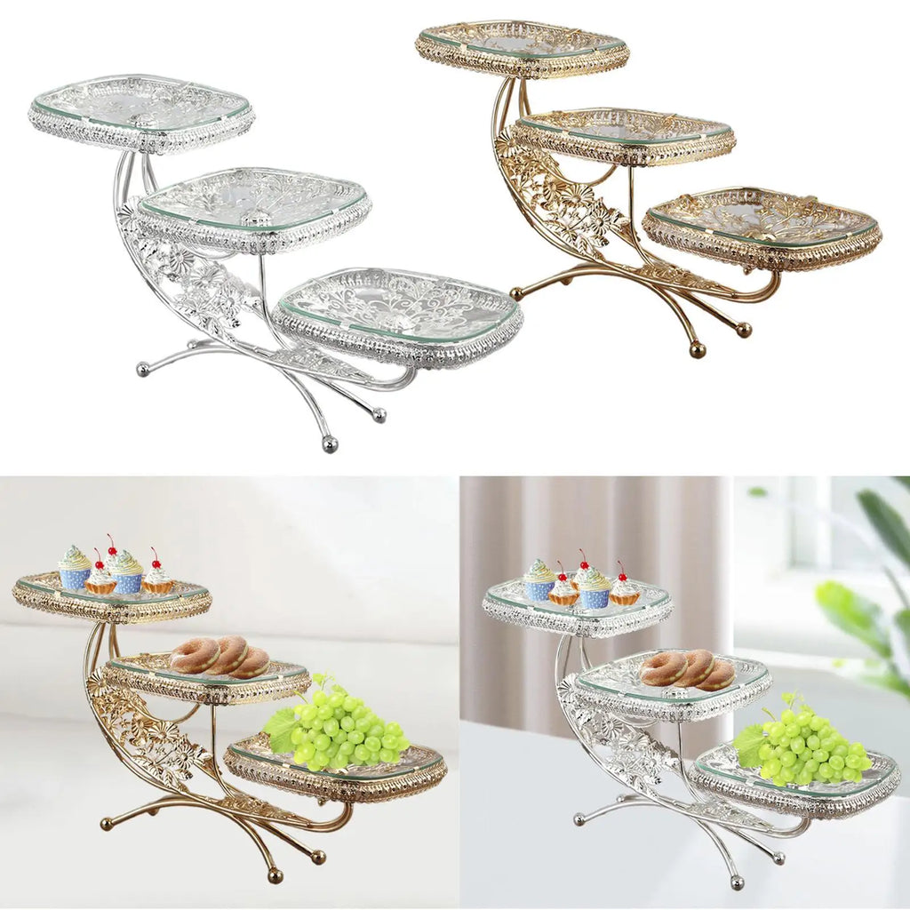 Layered Cupcake Stand Trim Tray 3 Layer Dessert Buffet Display Tower for Restaurant Kitchen Household Vanity Tray Party Supplies Quake
