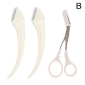 Crescent Moon Eyebrow Trimmer Set, Stainless Steel Curved Eyebrow Razor Eyebrow Scissors With Comb Quake White