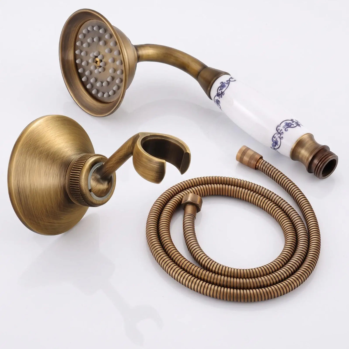 Vintage Toilet Bidet Sprayer Handheld Rinser Antique Bronze with Wall Mounted Holder Flexible Hose for Bathroom Kit Quake