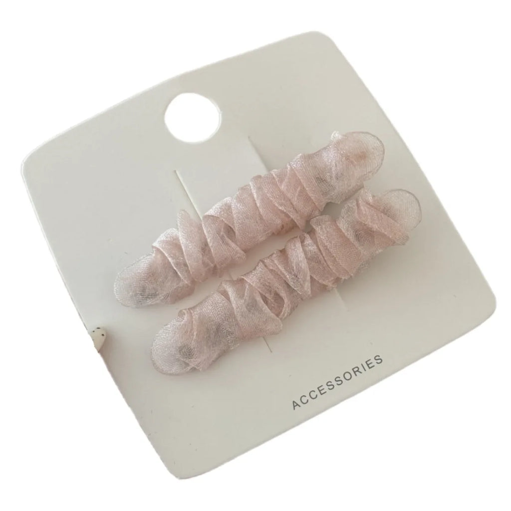 Korean Style Organza Pleated Hair Clip Sweet Temperament Gentle Bangs Side Clip Fashion Versatile Duckbill Clip Hair Accessories Quake