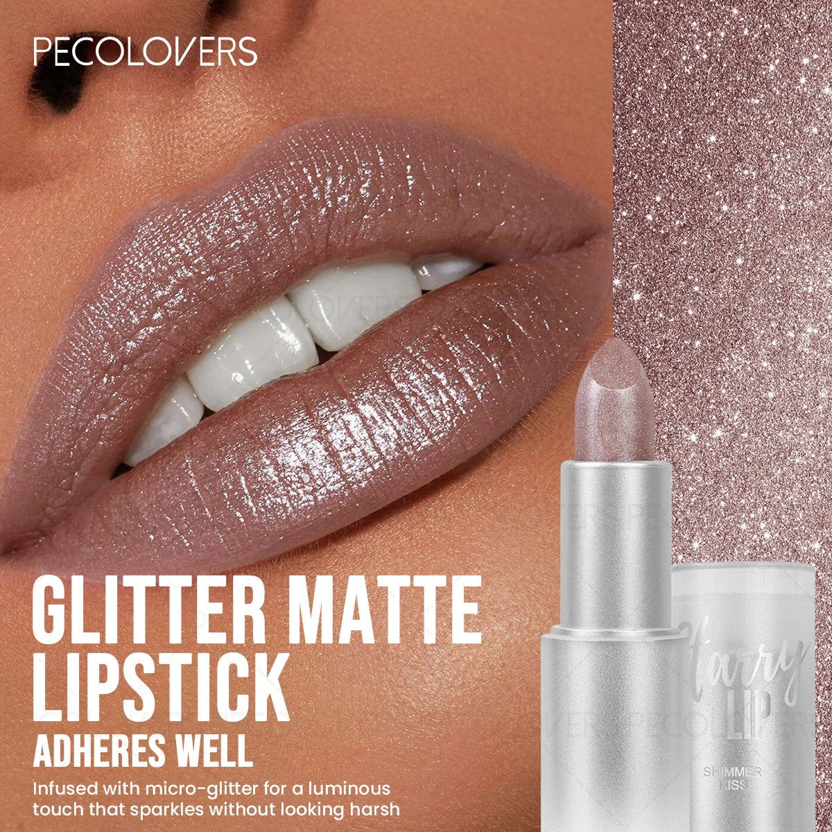 12 Pcs/set Elegant Glitter Lipstick for Woman, Shimmer Golden Pink Colors Tones, Sparkling Metallic Colos, All Light Beige Types Quake