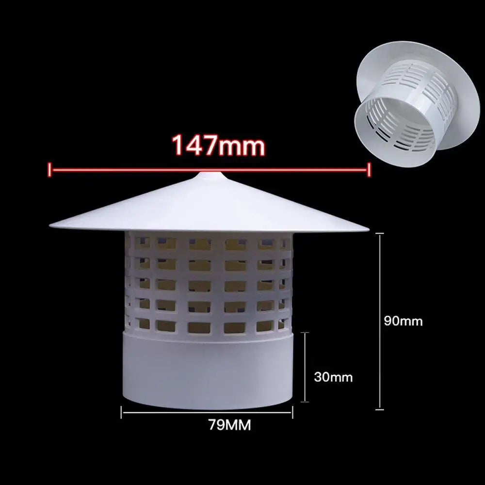Durable 75-200mm Ventilated Rain Cap Exterior Wall Exhaust Hood Air Outlet PVC Roof Duct Vent Ventilation System Quake 75mm