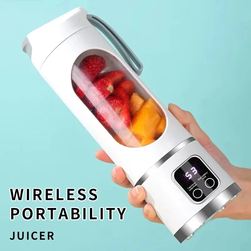 12 Blades Portable Fruit Juicer 450ml Capacity 3 Gears USB Rechargeable Blender Ice Crusher Quake