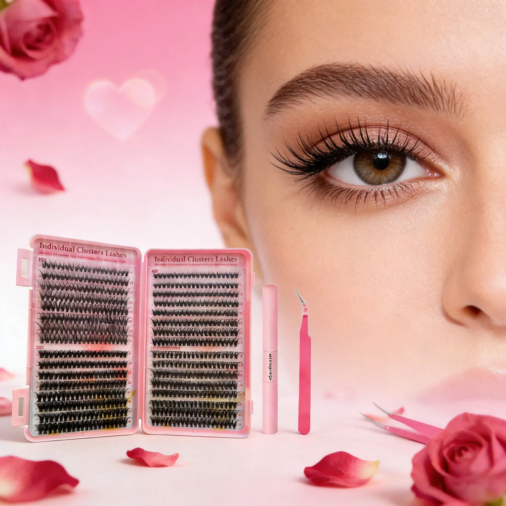 DIY Single Cluster Hot Melt D Curl False Eyelashes Natural Volume Long Lasting Makeup Gift for Women Valentine's Day Party Quake