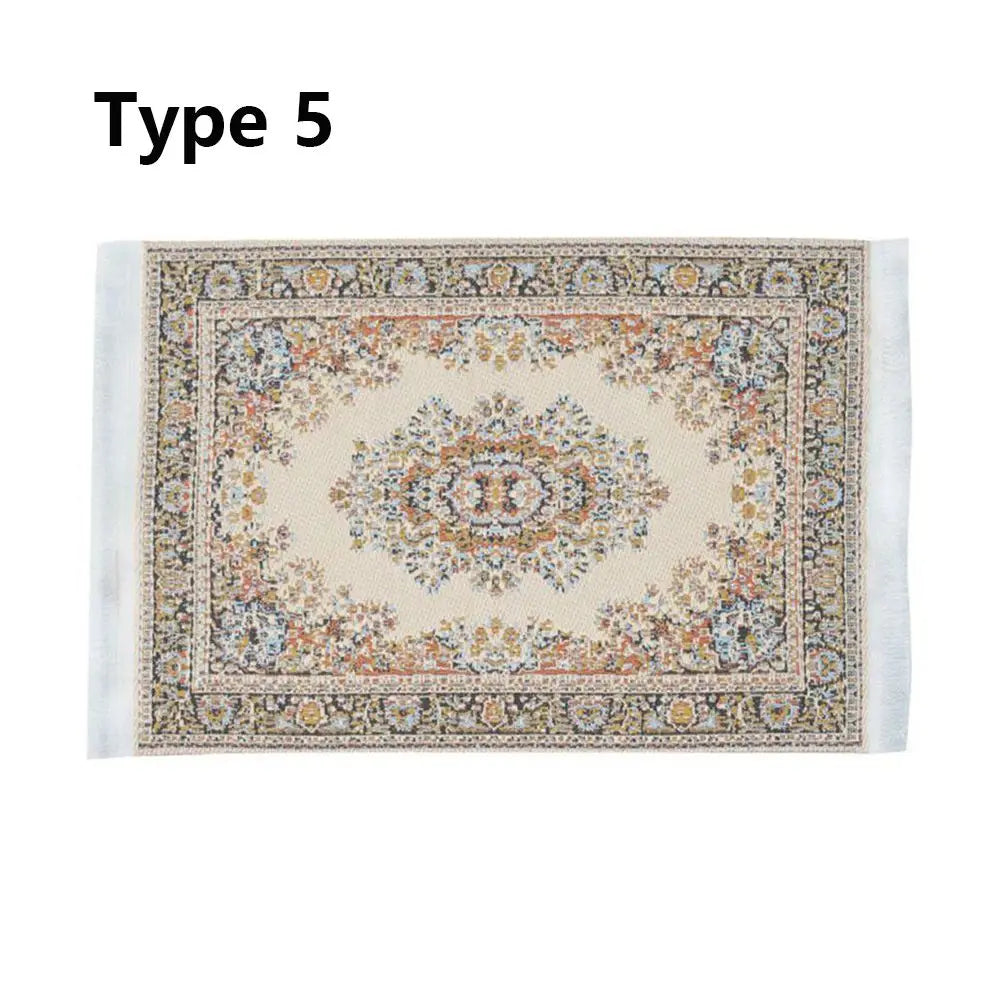 Toy Playing House Turkish Style Floor Coverings Miniature Weaving Rug Accessories Dollhouse Carpet Quake type 5