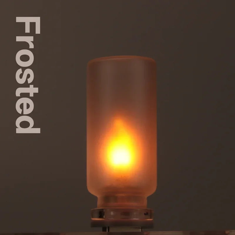 1pc Retro Night Light LED Frosted Clear Glass Candle Light USB Simulated Flame Warm Bulb Lighting for Room Festival Decoration Quake B