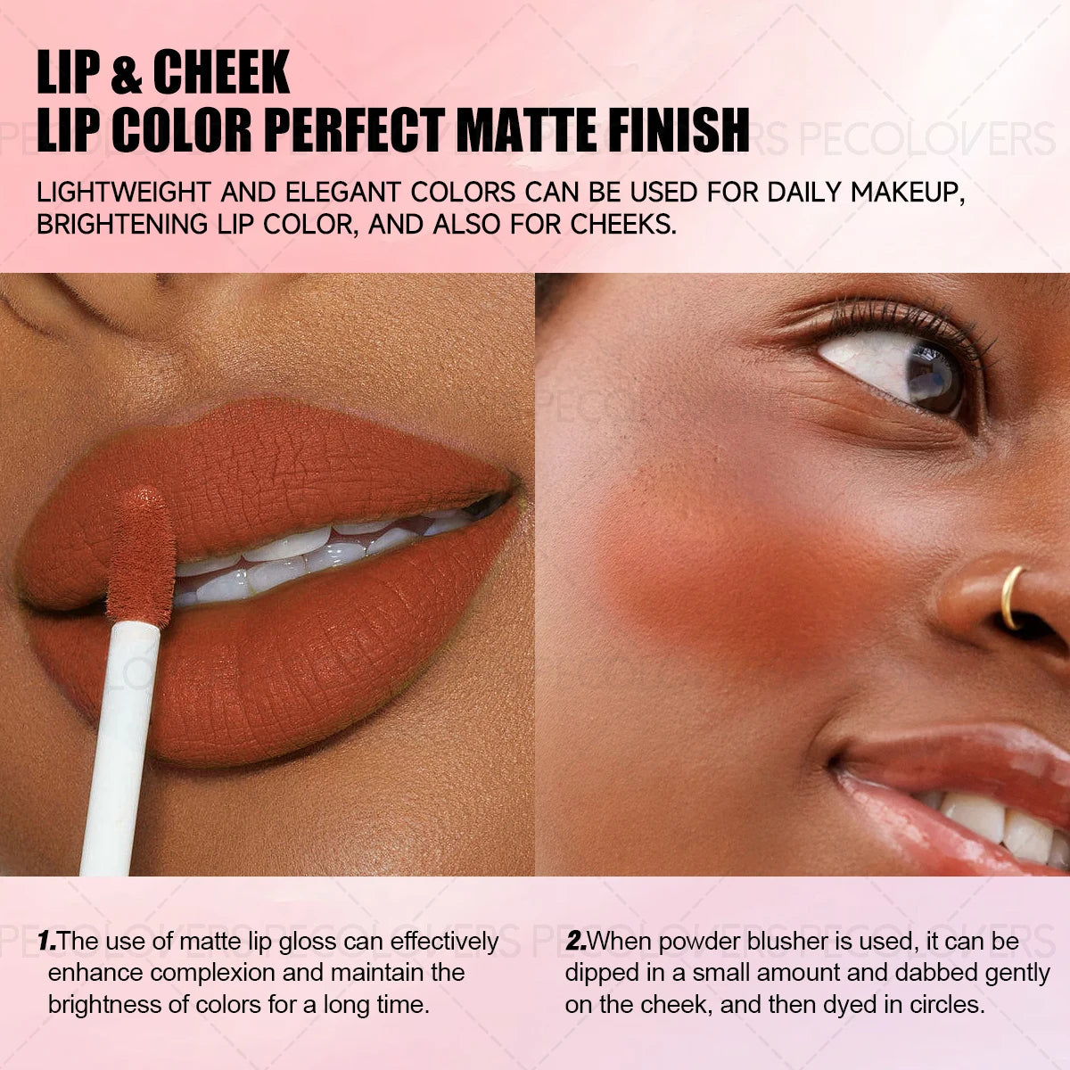 1 Pcs Multiple Colors Matte Velvet Lip Gloss, Waterproof Long-lasting Non-sticky, Smooth Lipstick, High Color Rendering Quake