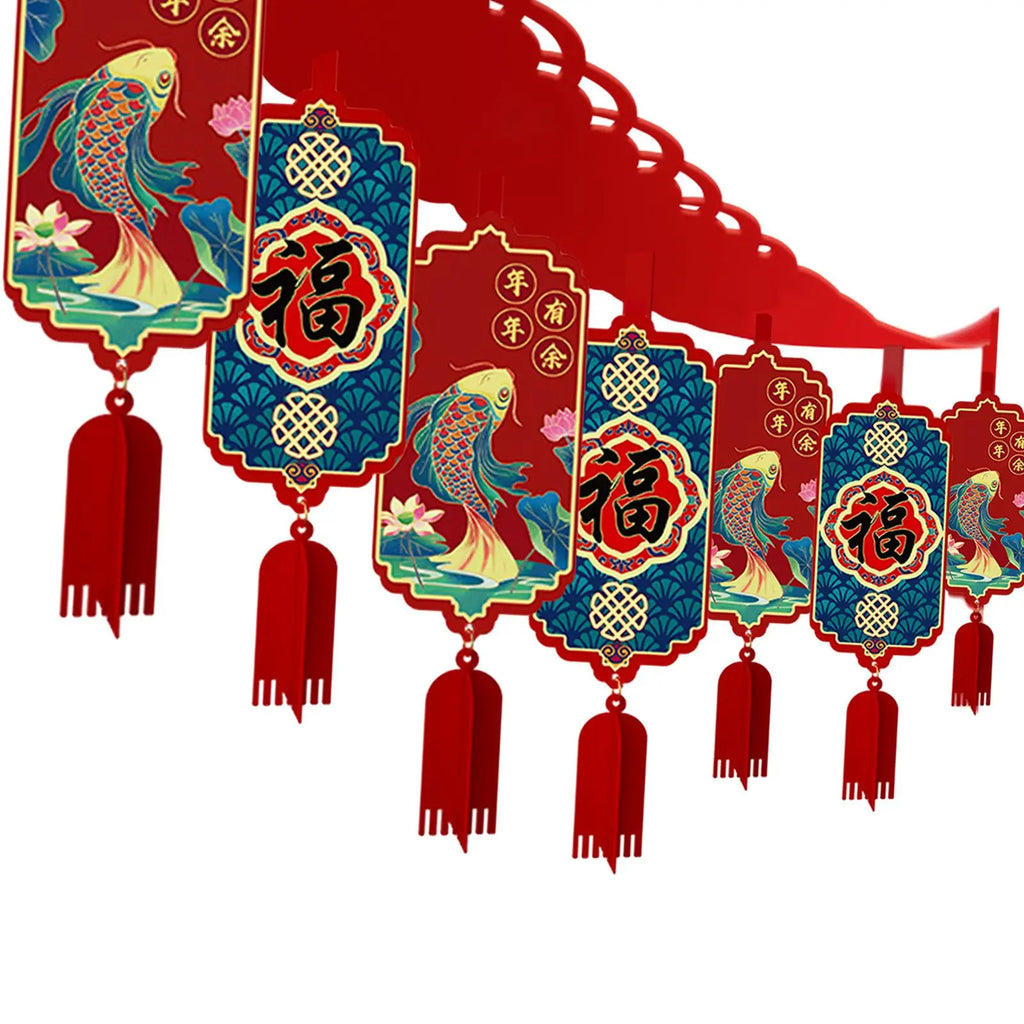 Chinese Dragon Year Garland Lunar New Year Ornament Pendant Tassel Decorative Room Ceiling Garland for Indoor Outdoor Sturdy Quake