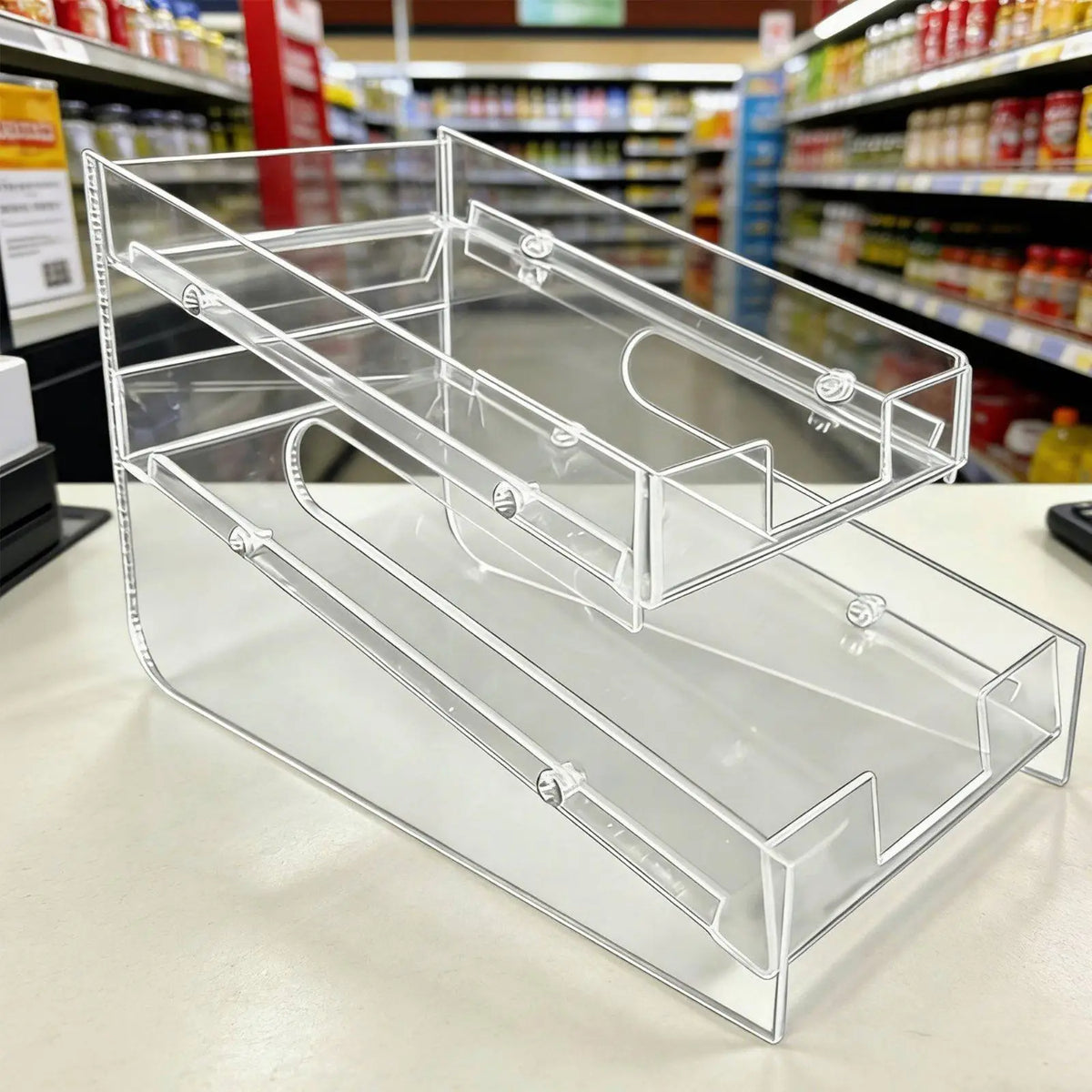 Double Layer Acrylic Showcase Shelf Clear Display Box for Coffee Capsule Chocolate Bar Snack Organizer Store Counter Rack Quake