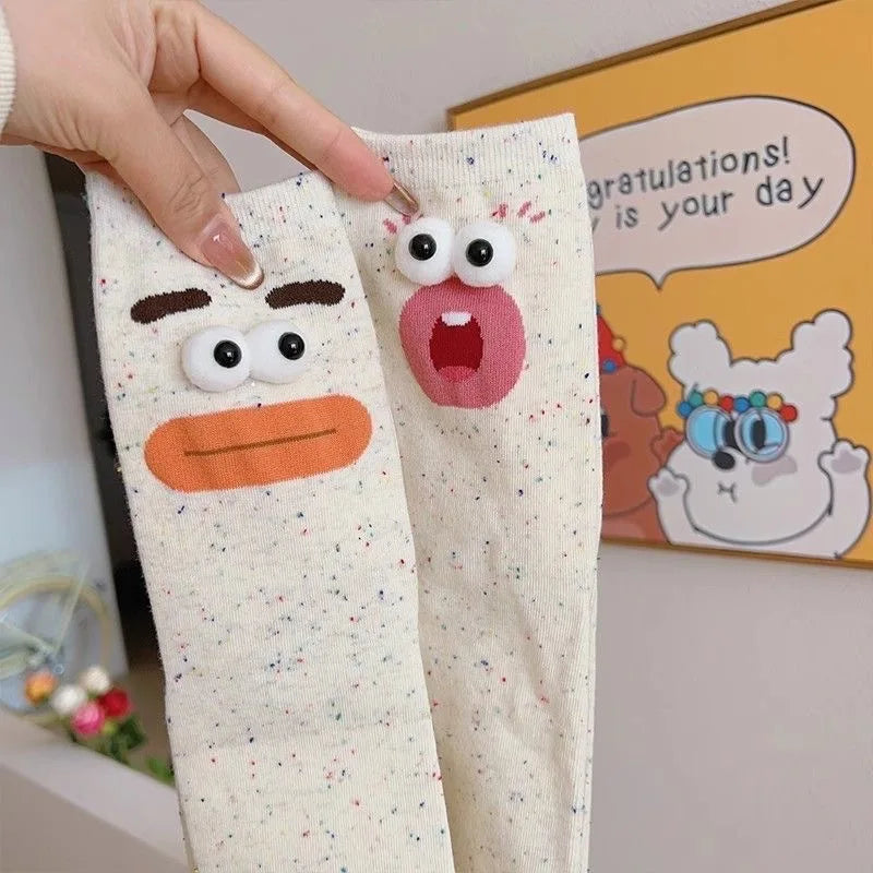 Funny Expression Women's Socks Spring Summer School Students Wearing Cute Cartoon Big Eyes Men Socks Friends Birthday Gifts Quake