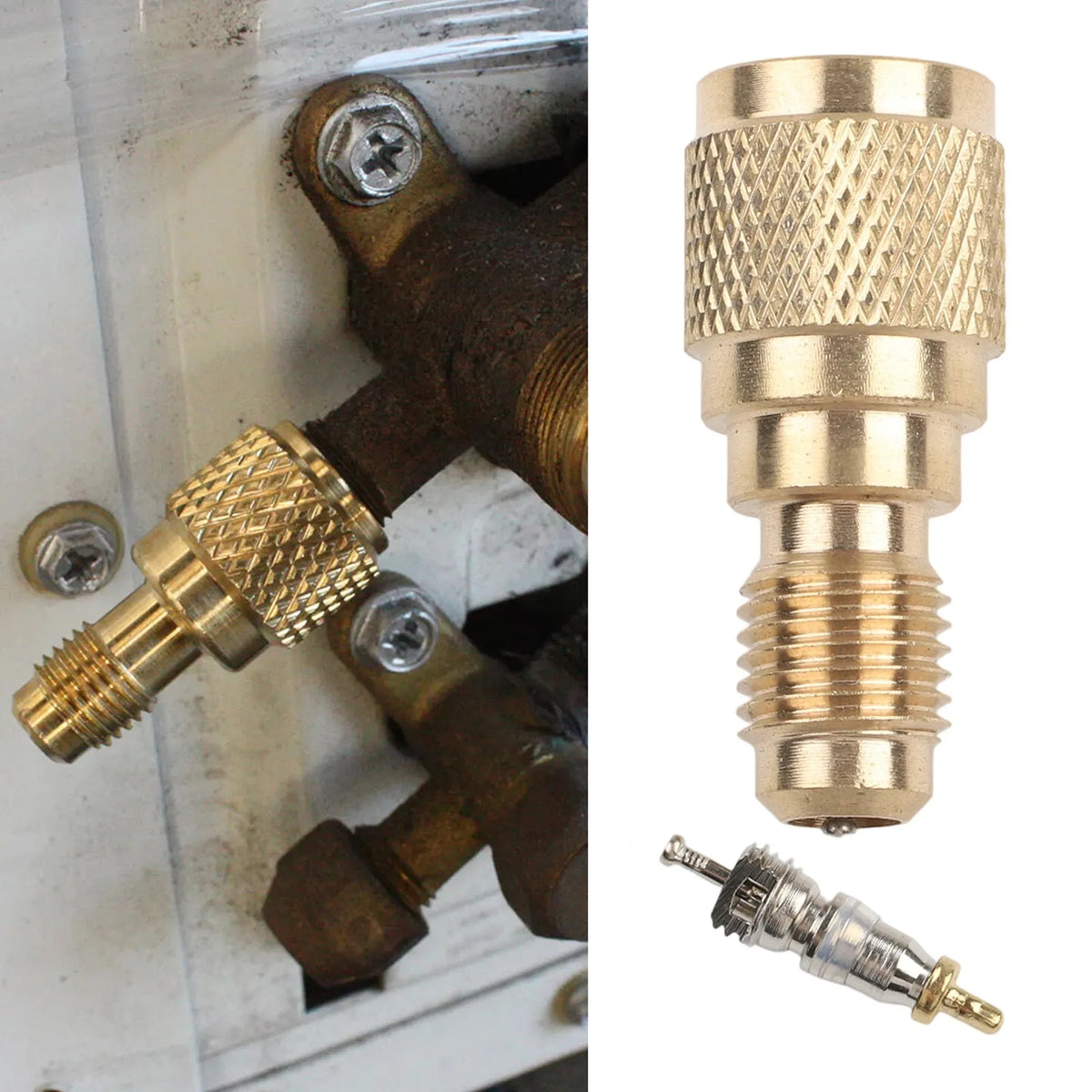 For HVAC Maintenance HVAC Charging Adapter R410a Charging Hose Low-Side Fitting Male Flare X SAE Female Low-Loss Fitting Quake