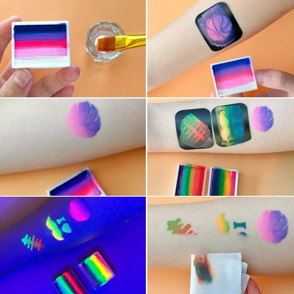 12 Colours Water-Soluble Rainbow Palette Children's Face Body Paint, Halloween Stage Makeup Body Paint Pigments Face Makeup Quake