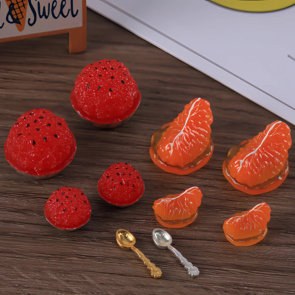 50pcs Creative Watermelon Slushy Orange Ornament Simulation Food Miniature For Desktop Decor DIY Resin Crafts Home Accessories Quake