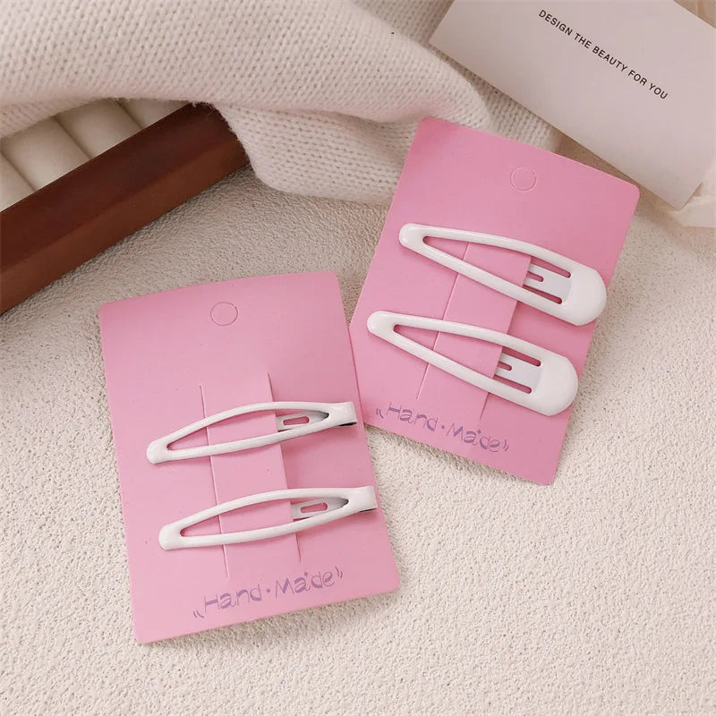 White hairpin female summer forehead side bangs clip nurse hat fixed hairpin sweet bb clip one-word clip headdress Quake