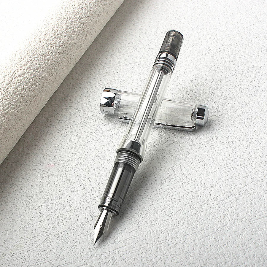 Vacuum Filling Fountain Pen Large Ink Capacity Easy Clean F Tip Pen for Adult Writing Practice Business Office School Supplies Quake 013-1 EF 0.38MM
