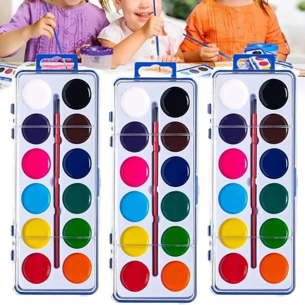 Washable Watercolor Paint Set With Water Brush Pen 8/12/16 Colors Watercolor Paint Palette Portable Water Color Paints Quake