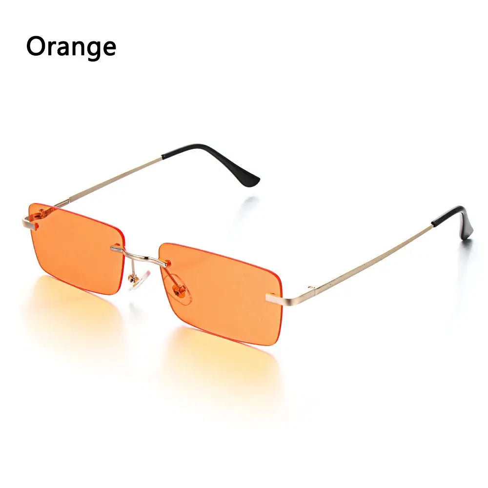 Fashion Rimless Rectangle Sunglasses Women Luxury Design Sun Glasses Ladies Retro Gradient Eyewear Summer UV400 Sun Shades Quake Orange