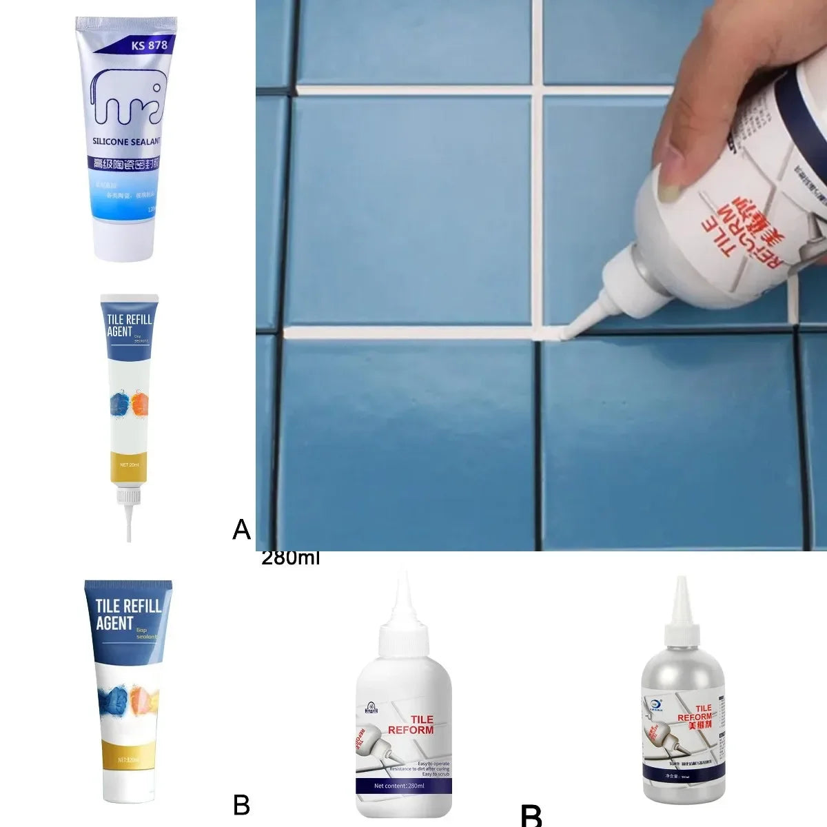 Waterproof Tile Repair Filler Seam Beauty Agent Ceramic Tile Grout Repair Fill Gaps Kitchen Bathroom Specific Mildew Proof Quake