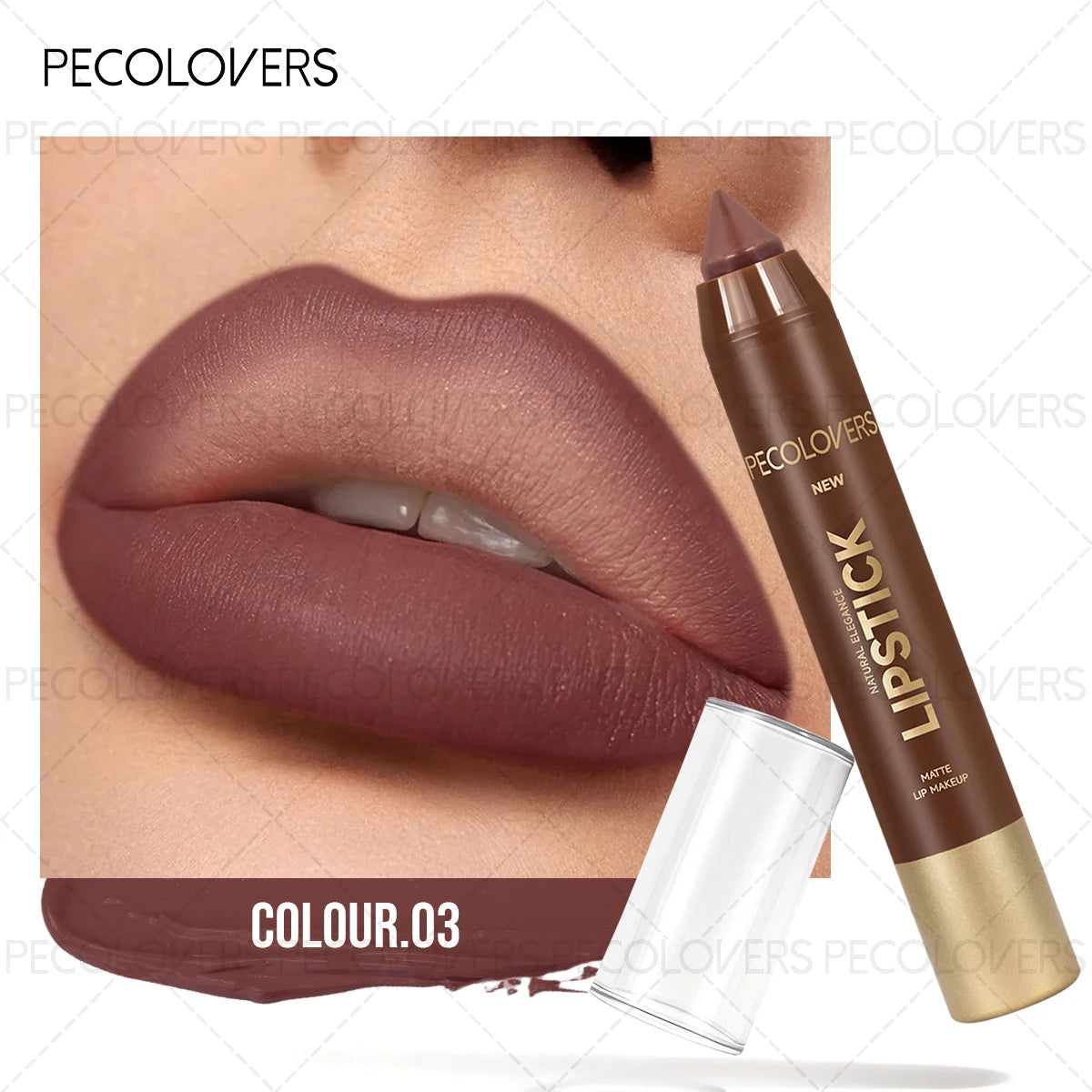1PC Lip Liner in A Brown Tube, Outlines The Contours of Lips, Creates Plump and Charming Lips, Brown Lipstick, Non-stick Cup Quake 03