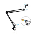Foldable Metal Extendable Microphone Stand Bracket Adjustable Suspension Boom Scissor Arm Mic Cantilever Holder With with Alloy Quake black