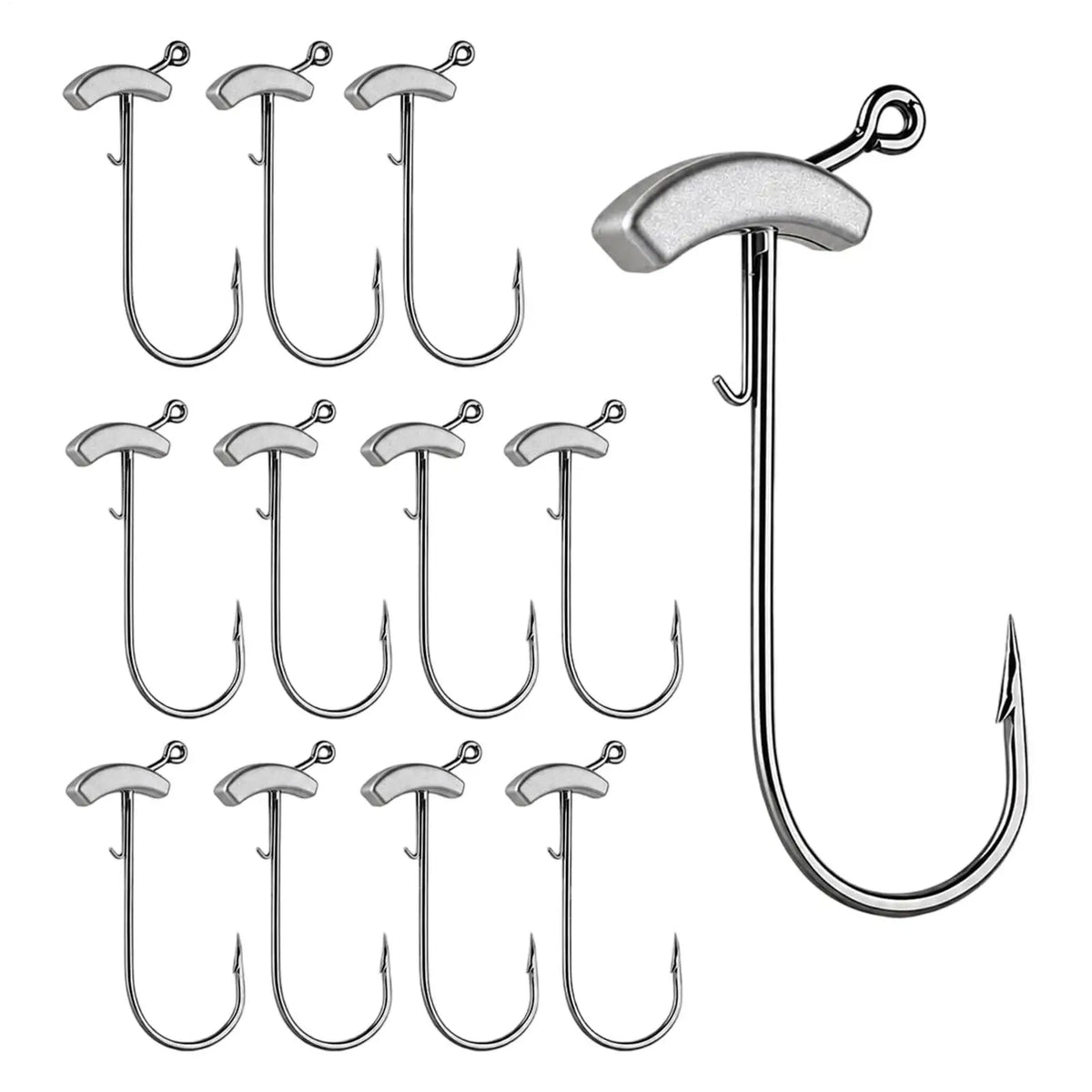 Urchin Baits for Bass Fishing 12 Pieces Weighted Long Shank Jig Head Kit Swimbait Hooks With Keeper for Saltwater Shrimp Trout Quake