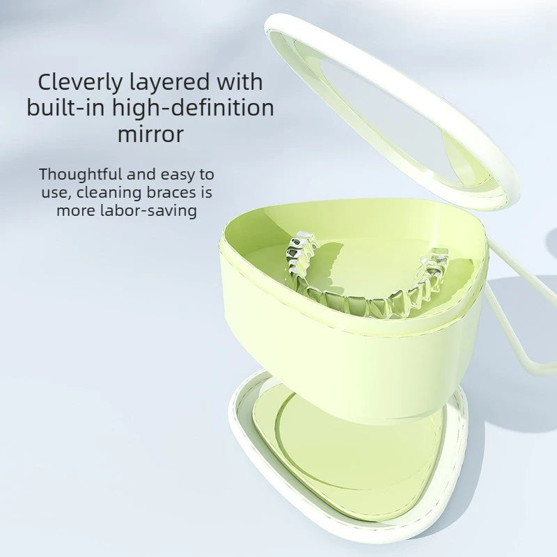 Sealed Braces Box with Mirror Invisible Orthodontic Aligner Case Portable Retainer Storage Container Travel Denture Box Quake