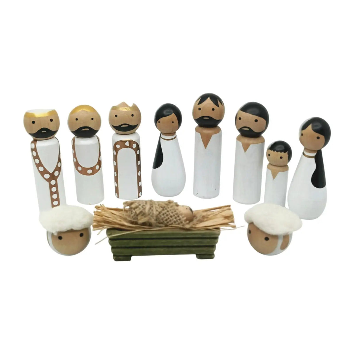 Wood Nativity Scene Figurine Set Compact Desktop Ornament Gift Jesus Birth Christmas Decoration Crafts for Desk Office Xmas Quake