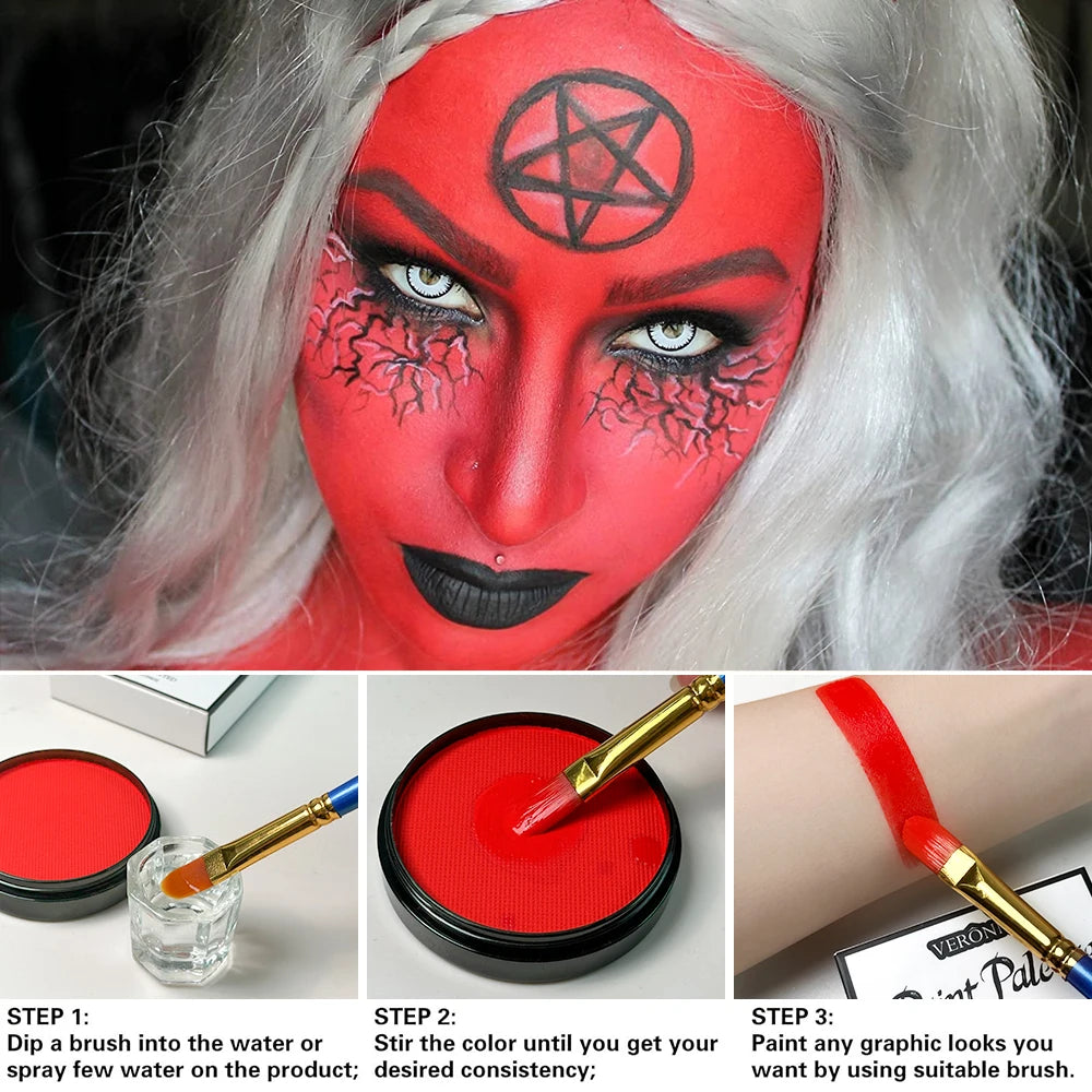 30G Water Monochromatic Face Body Painting Palette Halloween Festive Washable Face and Body Paint Makeup Costume Body Partie Quake