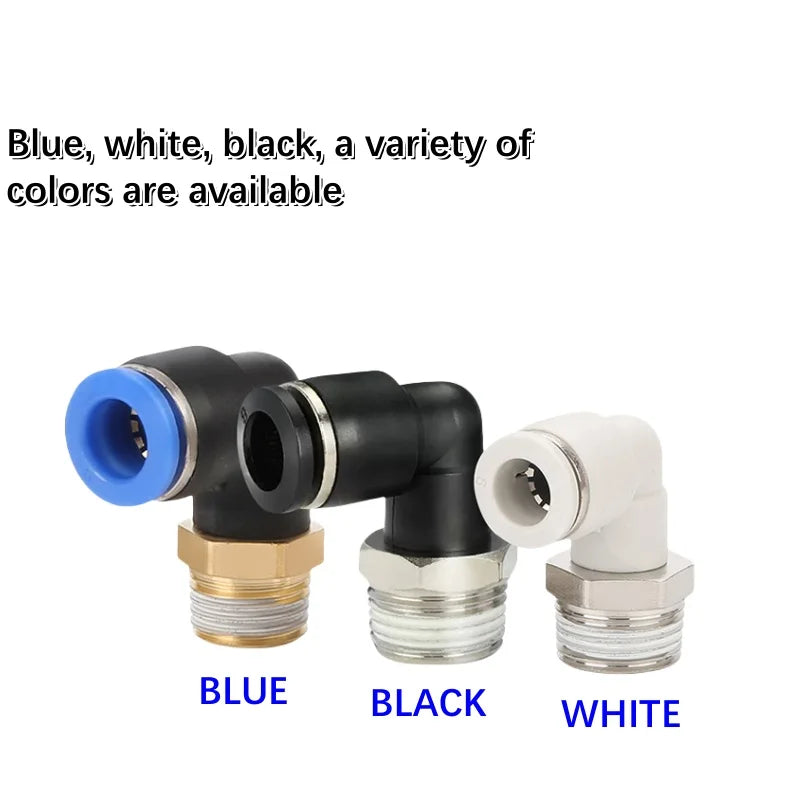 2Pcs PL Pneumatic Quick Connector Threaded Elbow PL6-01/8-02/8-04/10-02/12-03 Hose Air Fitting Quake